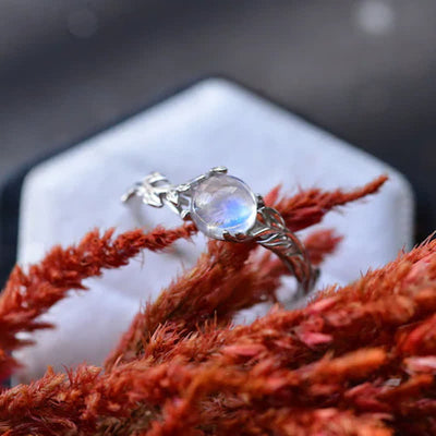 Olivenorma Vintage Leaf Plant Moonstone Women Ring