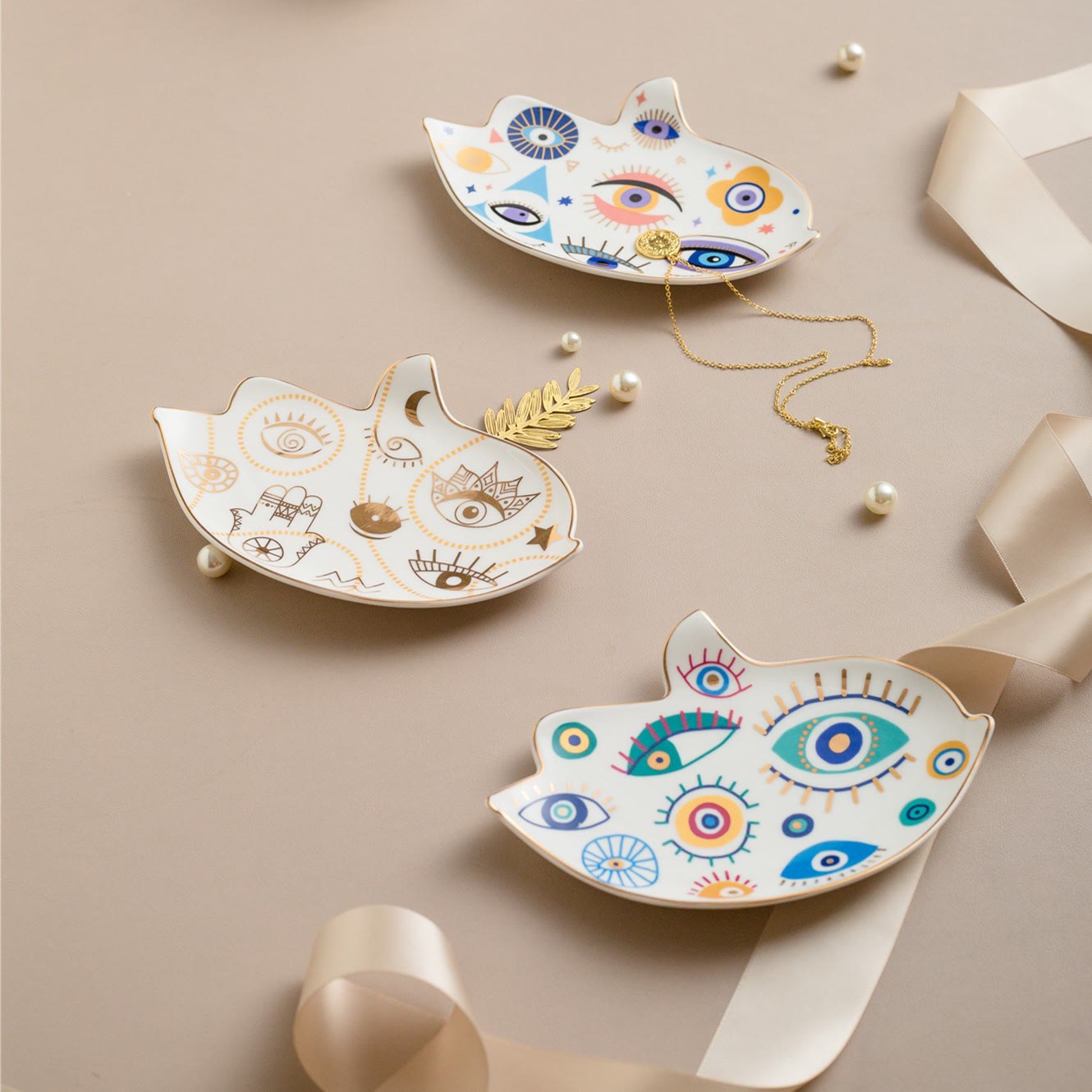 Olivenorma Evil Eye Coaster Bird Shaped Jewelry Dish Tray