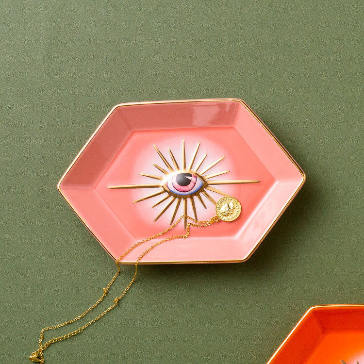 Olivenorma Evil Eye Decor Hexagon Jewelry Tray Coaster