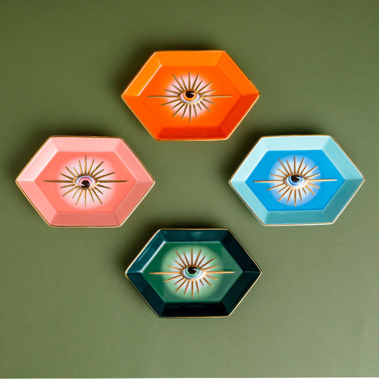 Olivenorma Evil Eye Decor Hexagon Jewelry Tray Coaster