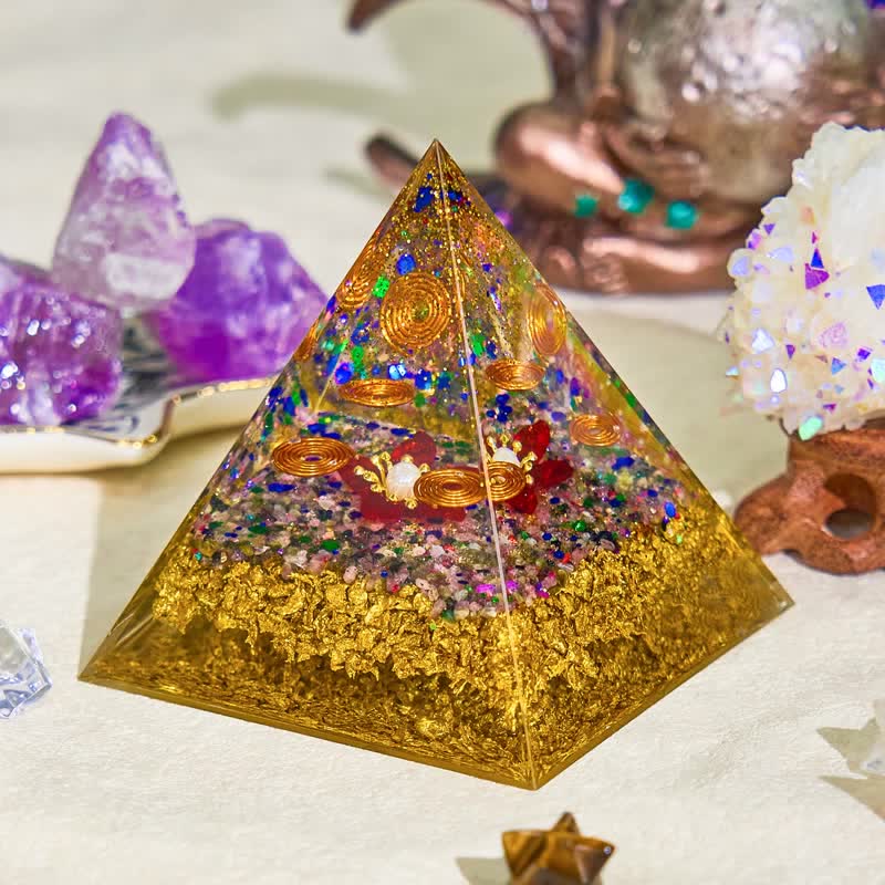 Olivenorma 8cm Pearl Tourmaline Orgone Pyramid