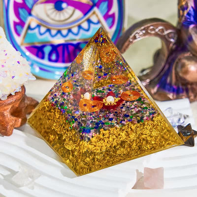 Olivenorma 8cm Pearl Tourmaline Orgone Pyramid