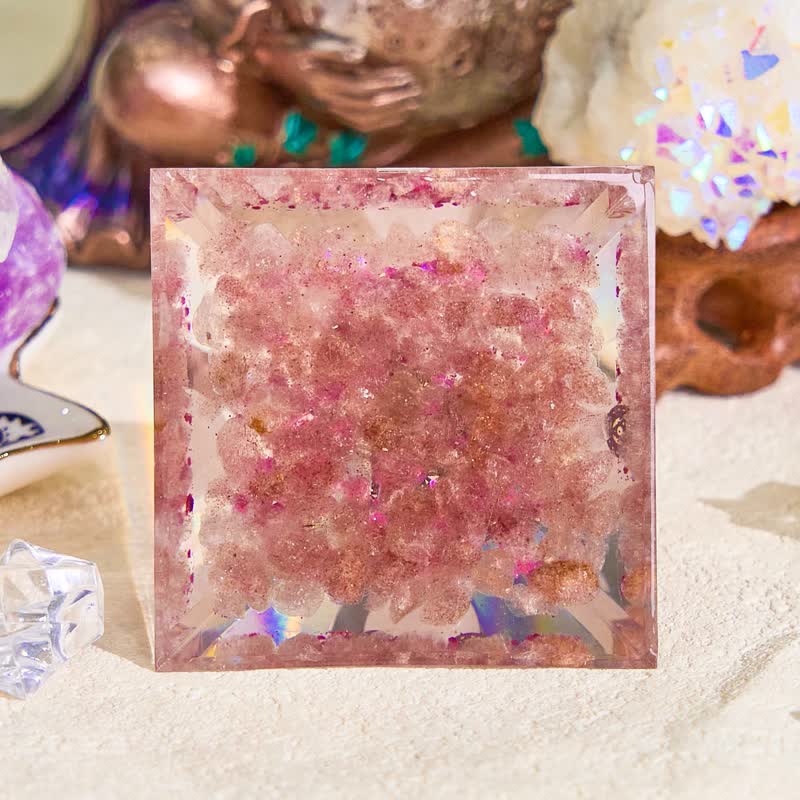 Olivenorma Rose Quartz & Strawberry Quartz Orgone Pyramid