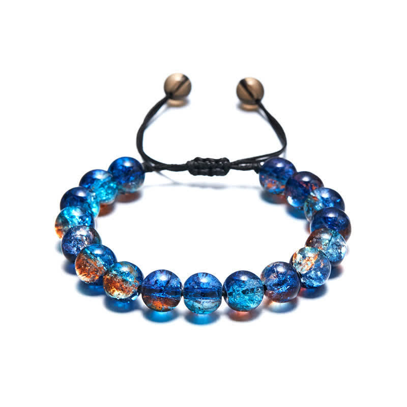 Olivenorma Blue Black Sparkling Glass Beads Beaded Bracelet