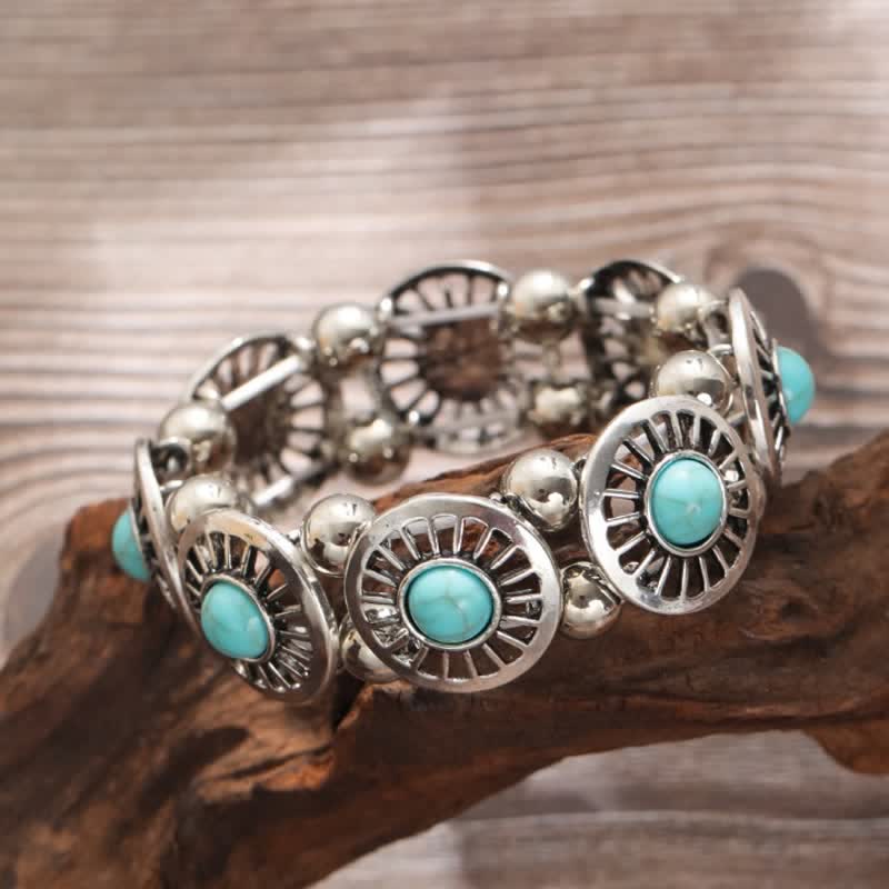 Olivenorma Bohemia Natural Turquoise Alloy Bracelet