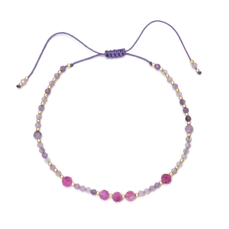 Olivenorma Natural Amethyst Fine Beads Drawstring Bracelet