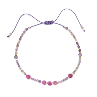 Olivenorma Natural Amethyst Fine Beads Drawstring Bracelet