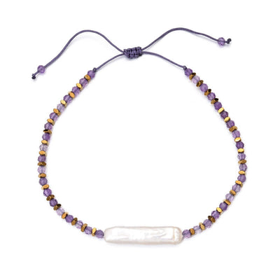 Olivenorma Natural Amethyst Fine Beads Drawstring Bracelet