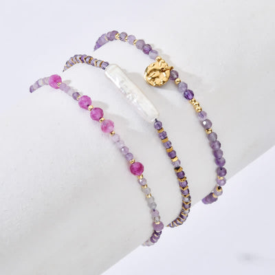 Olivenorma Natural Amethyst Fine Beads Drawstring Bracelet