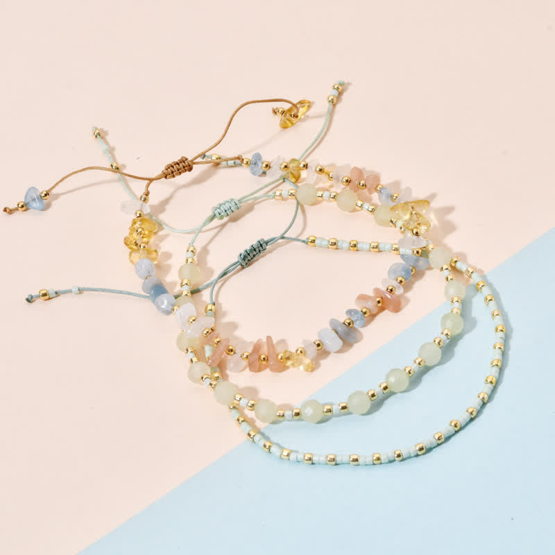 Olivenorma Natural Irregular Stone Beads Drawstring Bracelet