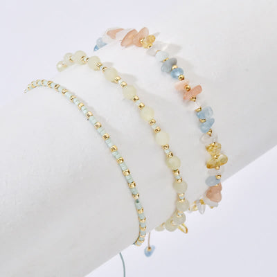 Olivenorma Natural Irregular Stone Beads Drawstring Bracelet