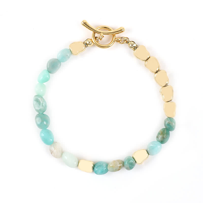 Olivenorma Irregular Natural Stone Metal Stone Beads Bracelet