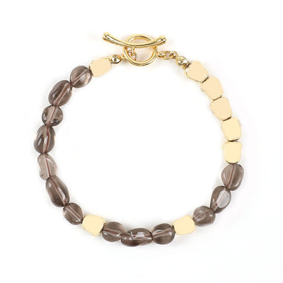 Olivenorma Irregular Natural Stone Metal Stone Beads Bracelet