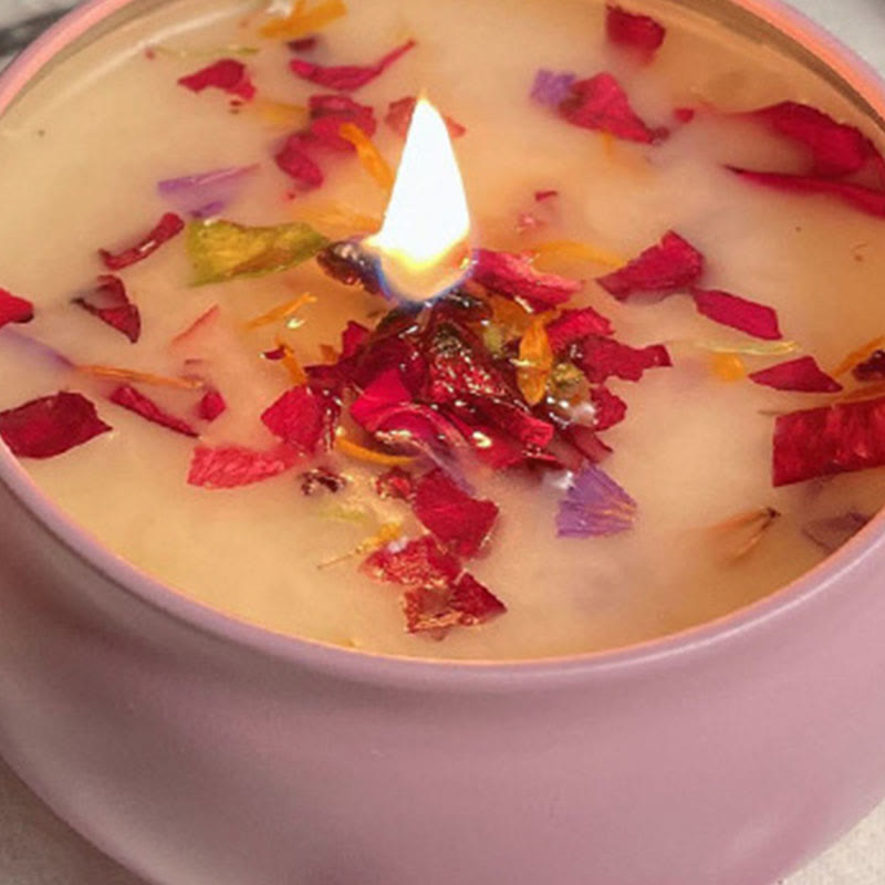 Olivenorma Natural Dried Flower Soy Candle Crystal Aromatherapy