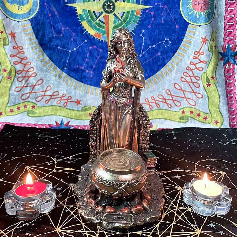 Olivenorma Goddess BRIGID Statue Candle Holder Crystal Ball Holder