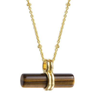 Olivenorma Natural Tiger Eye Balancing Wood Pendant Necklace