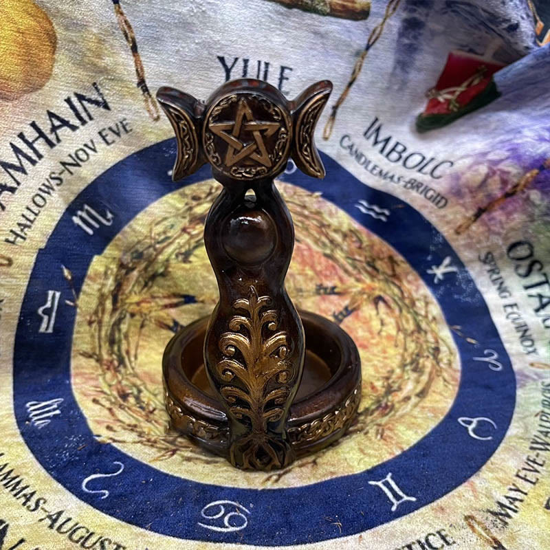 Olivenorma Triple Goddess Celtic Statue Candle Holder