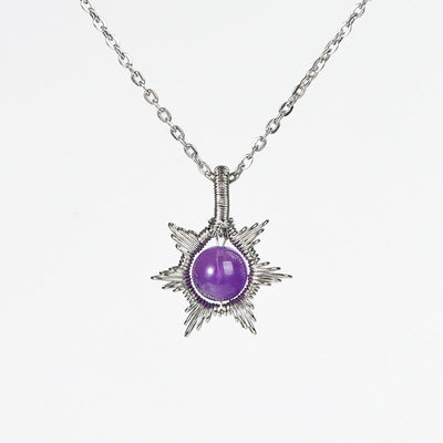 Olivenorma Natural Stone Sun Moon Pendant Necklace