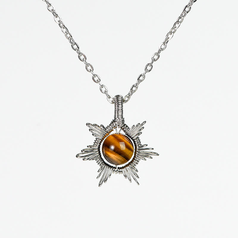 Olivenorma Natural Stone Sun Moon Pendant Necklace