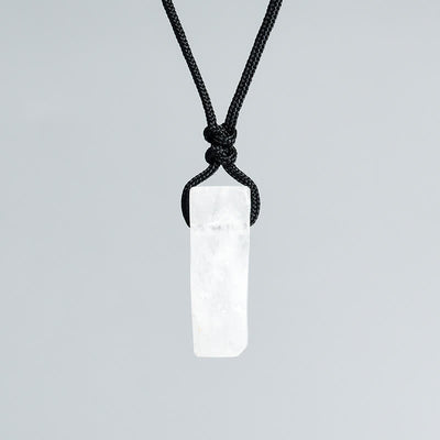 Olivenorma Natural Crystal Column Pendant Braided Knot Necklace