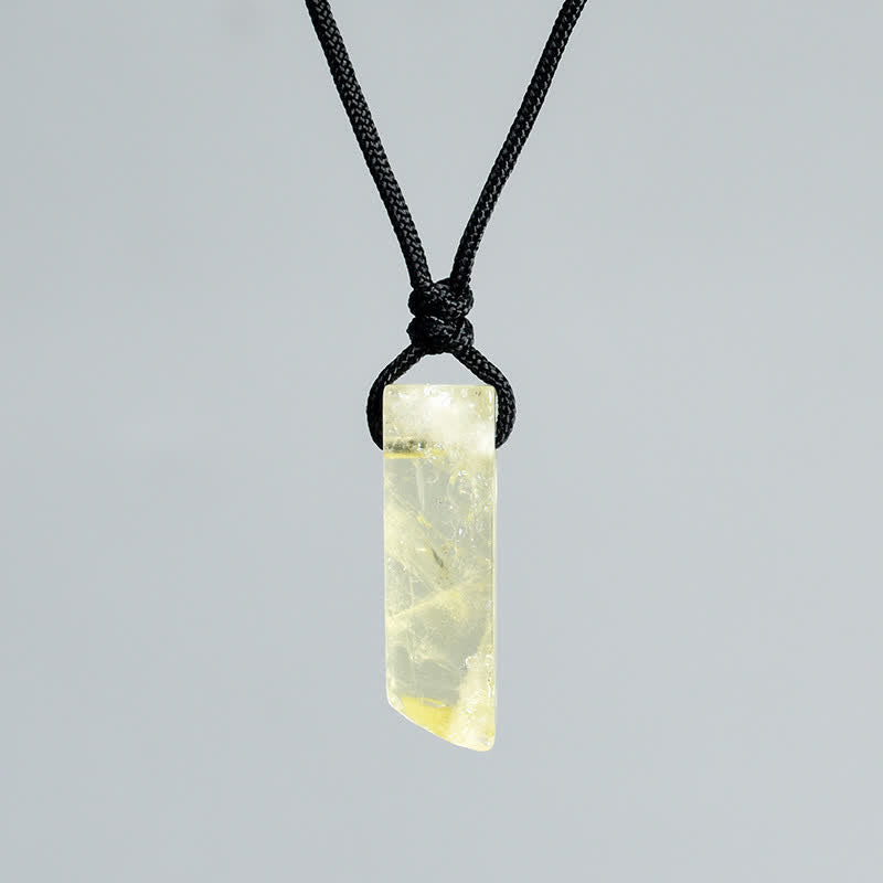 Olivenorma Natural Crystal Column Pendant Braided Knot Necklace