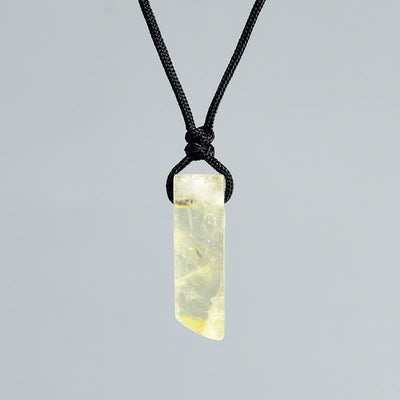 Olivenorma Natural Crystal Column Pendant Braided Knot Necklace