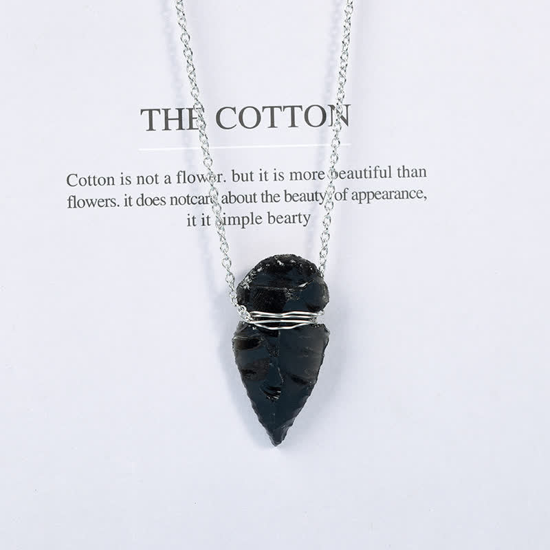 Olivenorma Natural Obsidian Arrow Pendant Necklace