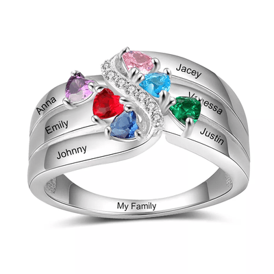 Olivenorma 925 Sterling Silver Birthstone Personalized Name Ring