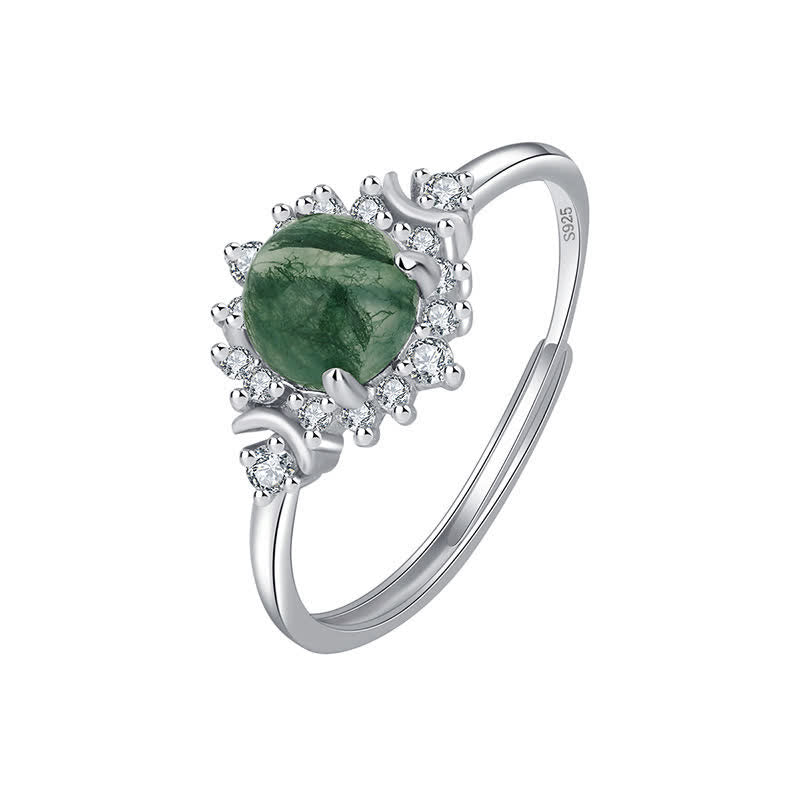 Olivenorma Natural Moss Agate Sunflower Ring