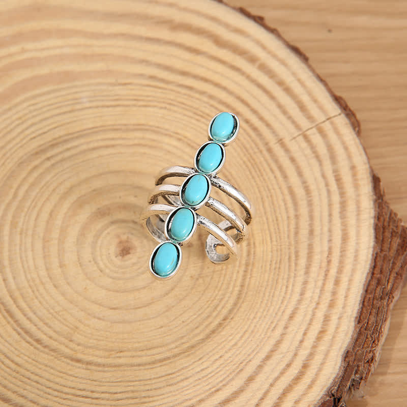 Olivenorma Bohemia Turquoise Stripe Alloy Ring