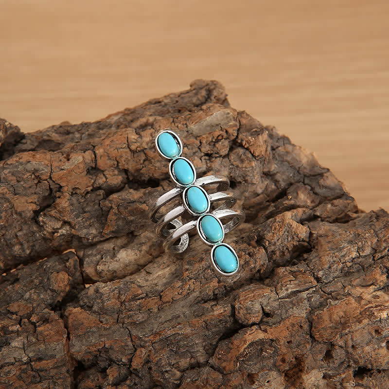 Olivenorma Bohemia Turquoise Stripe Alloy Ring