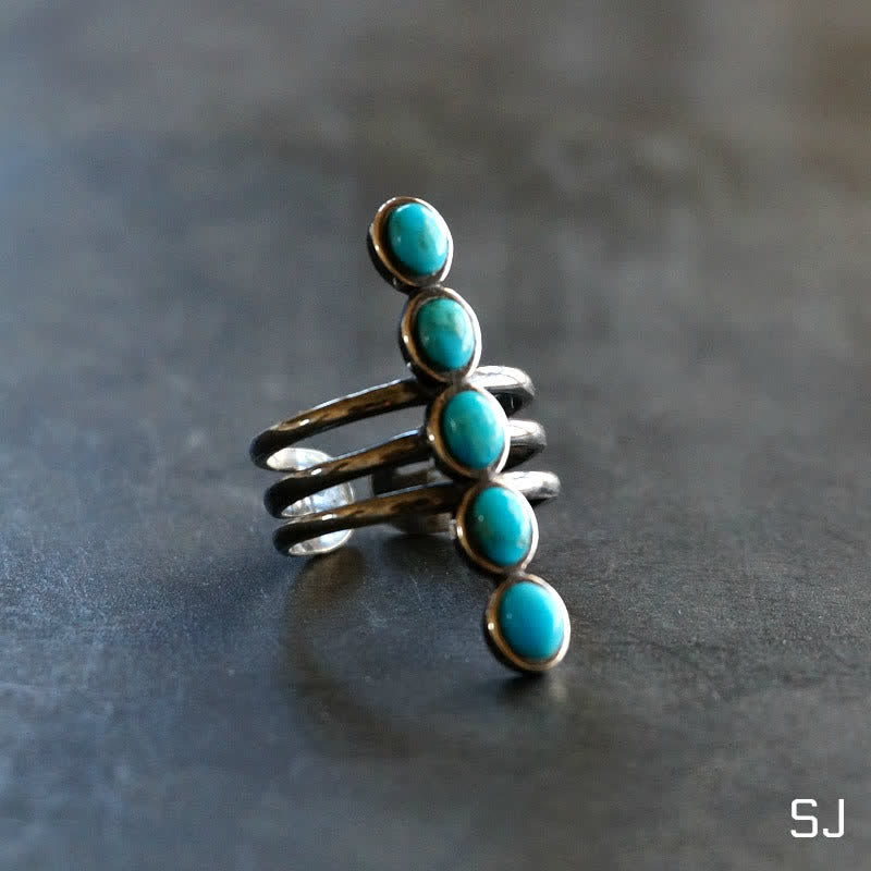 Olivenorma Bohemia Turquoise Stripe Alloy Ring