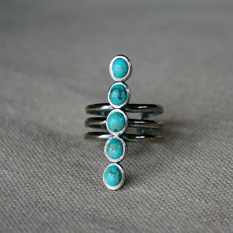 Olivenorma Bohemia Turquoise Stripe Alloy Ring