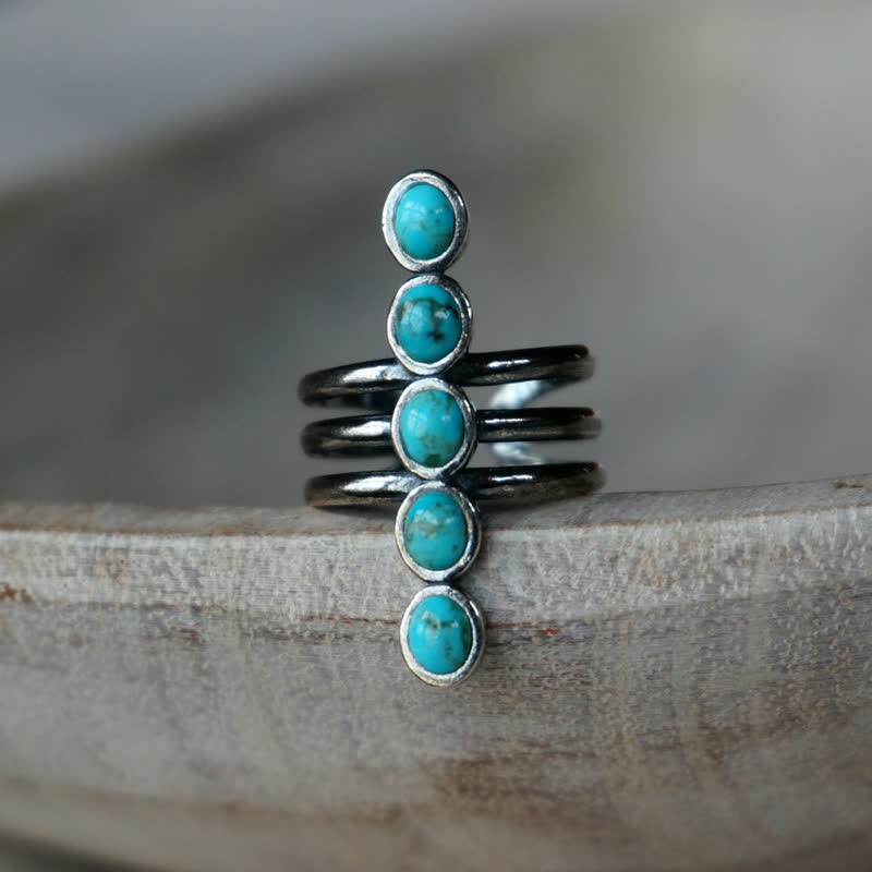 Olivenorma Bohemia Turquoise Stripe Alloy Ring