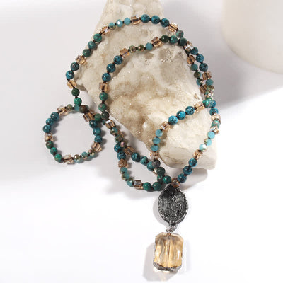 Olivenorma Natural Crystal Beads Angel Pendant Necklace