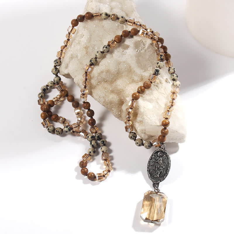 Olivenorma Natural Crystal Beads Angel Pendant Necklace