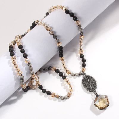 Olivenorma Natural Crystal Beads Angel Pendant Necklace