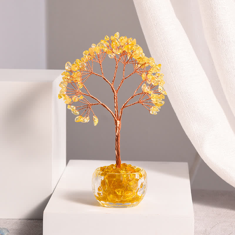 Olivenorma Natural Crystal Gravel Glass Bowl Feng Shui Tree