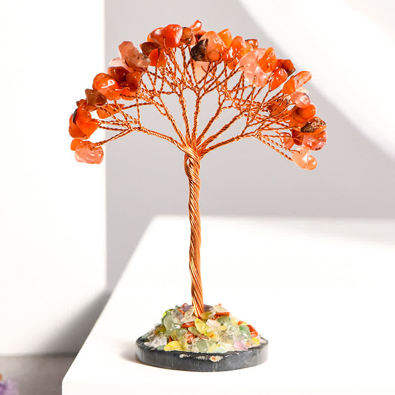 Olivenorma Natural Crystal Gravel Agate Base Feng Shui Tree