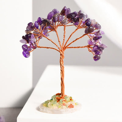 Olivenorma Natural Crystal Gravel Agate Base Feng Shui Tree