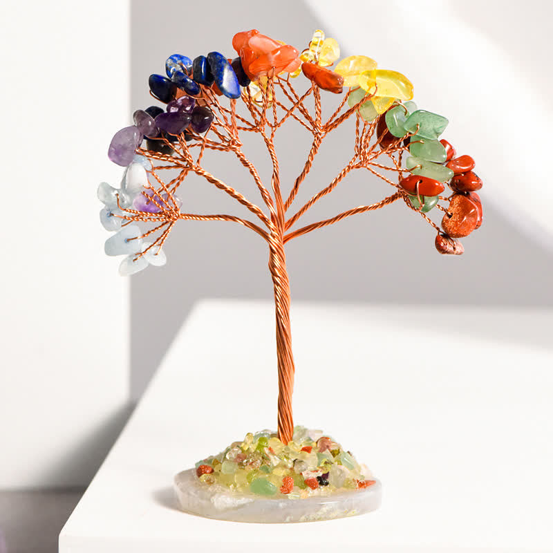 Olivenorma Natural Crystal Gravel Agate Base Feng Shui Tree