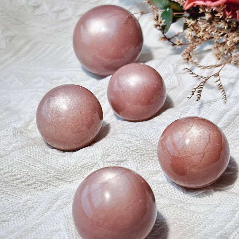 Olivenorma Natural Pink Moonstone Crystal Sphere