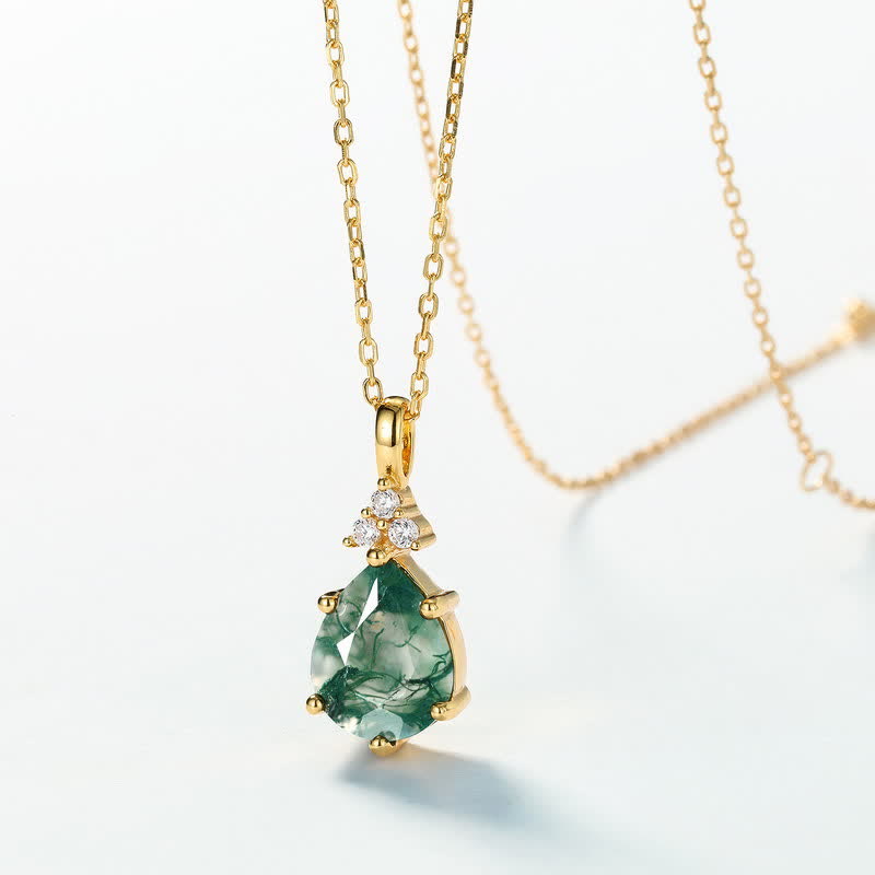 Olivenorma Golden Moss Agate Water Drop Jewelry Set