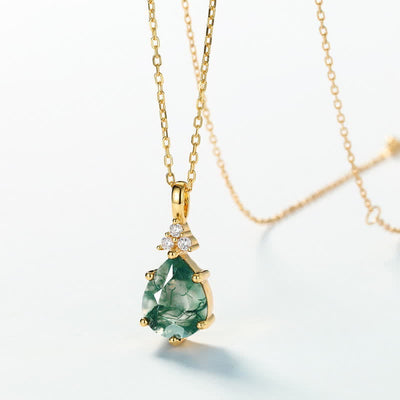 Olivenorma Golden Moss Agate Water Drop Jewelry Set