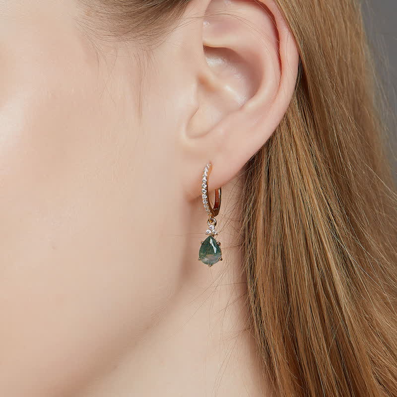 Olivenorma Golden Moss Agate Water Drop Jewelry Set