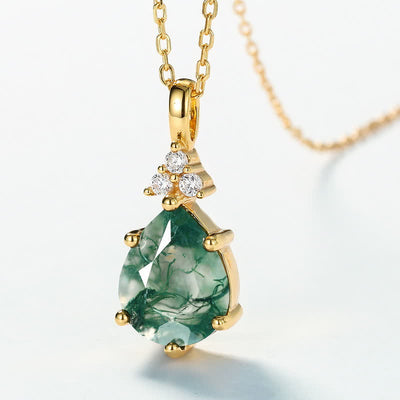 Olivenorma Golden Moss Agate Water Drop Jewelry Set
