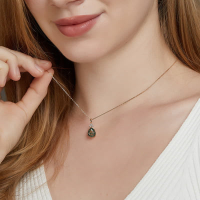 Olivenorma Golden Moss Agate Water Drop Jewelry Set