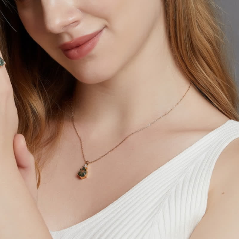 Olivenorma Golden Moss Agate Water Drop Jewelry Set - image 5