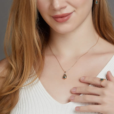 Olivenorma Golden Moss Agate Water Drop Jewelry Set
