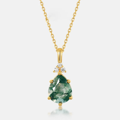 Olivenorma Golden Moss Agate Water Drop Jewelry Set - 40+5cm - Necklace - image 1